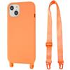 Hadwii Custodia per iPhone 13 con cinturino in morbido silicone, con tracolla in nylon, cordino da appendere, fodera interna in microfibra, resistente agli urti, colore: arancione