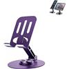 Leeneen Supporto regolabile per telefono da scrivania, multi-angelo, regolabile a 360°, in metallo, antiscivolo, compatibile con telefono, iPad, Nintendo Switch, tutti i telefoni (viola)