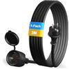 YIDE Prolunga da 3 m, in gomma per esterni, con spina Schuko, per esterni, IP44, cavo di prolunga H05RR-F 3G, 1,5 mm², 3500 W, cavo elettrico esterno con cappuccio protettivo, nero