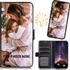 CXKJ Personalizzata Custodia per Realme C25Y,con la Tua Foto,Immagine o Scritta Cover,Flip Caso in PU Pelle Case Bumper Portafoglio Case Cover,per C25Y Cover - Black