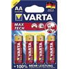 Varta MaxiTech LR6 - Set batterie AA, 1,5V, 1500 mAh, 4 pezzi