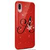 Mixroom - Custodia cover case in TPU morbido con Brillantini Glitter ROSSO per IPHONE XR Fantasia LETTERE INIZIALI A