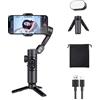 Generic Gimbal per telefono, tracciamento verticale, manopola zoom multifunzione, stabilizzatore cardanico a 3 assi per smartphone con luce di riempimento, stabilizzatore per telefono per registrazione video
