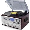 Generic Retro giradischi Bluetooth con gli altoparlanti incorporati, 9 in 1 radio AM/FM del lettore CD della piattaforma girevole per spettacolo