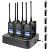 Retevis RB658 Walkie Talkie per Adulti, Radio Bidirezionale con Auricolare Wireless, Caricabatterie a 6 Vie, Connessione APP, 1800 mAh, Schermo da 1,77 Pollici, per Scuola, Sicurezza (6 Pezzi, Nero)