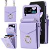 SINQERISHT Cover Cellulare Custodia a portafoglio per Samsung Galaxy Z Flip 3 5G 2021, in pelle PU, con scomparto per carte di credito, a portafoglio con anello a 360°, chiusura magnetica (viola)