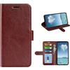 COQUE Custodia Honor Magic 6 lite Shell, R64 Leather Grain Single Fold Flip Cover con slot per schede Custodia in pelle per Honor Magic 6 lite-Marrone