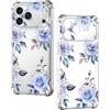 Nuxiady Cover per iPhone 17 Pro Max Sottile silicone TPU Trasparente Antiurto Case Fiore Disegni Antigraffio Bumper Cover per iPhone 17 Pro Max, Rosa Blu
