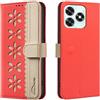 BLOTECH Pizzo Traforato Cover per Honor X5C PLUS Custodia Cellulare PU Cuoio Pizzo Traforato Portafoglio Custodia Libro 3 Porta Carte Flip Wallet Case per Honor X5C PLUS - Rosso