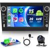 VECHTEL Autoradio 2G+64G Android 15 per Vauxhall Opel Corsa C/D Zafira B Astra H Meriva Vivaro Signum Combo,7'' HD Schermo Tactile co Carplay Android Auto GPS Wi-Fi Bluetooth 2USB/Tipo C FM RDS Camera