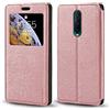 Shantime Custodia Flip in Pelle con Finestra Compatibile con OPPO RX17 Pro, Display Visibile, Chiusura Magnetica Invisibile e Slot Carta(Oro Rosa)