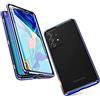 SIMao Custodia per Samsung Galaxy A52/ A52s 5G Cover 360 Gradi Full Body Protettiva Antiurto Cover Flip Case Trasparente Vetro Temperato Custodia Metal Bumper con Adsorbimento Magnetica Copertura Case,Blu
