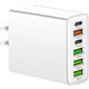 NevPuose Caricatore rapido da muro: 2 porte PD di tipo C, adattatore per 4 porte USB, hub USB a ricarica rapida | Design compatto adatto ai viaggi, soluzione di ricarica multi-dispositivo per telefoni, tablet,