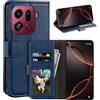 UOGNADGD Custodia flip in similpelle per Find X9 Pro 5G PLG110 - Blu | 6.78 Custodia portafoglio folio con fessure per carte, chiusura magnetica, funzione stand e blocco RFID