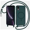 Belzsxy Cover Compatible con iPhone XR rimovibile custodia in silicone,[Antiurto] [AntiGraffio] [Antiscivolo] Custodia con Regolabile Collana per Cordino Collana Necklace Cover Corda，Verde