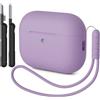 AOTUAO Custodia Compatibile con AirPods Pro 3 Case Cover, Case Protettiva Antiurto in Silicone per AirPods Pro 3a Generazione Custodia con Kit di Pulizia e Silicone Lanyar, Lavanda