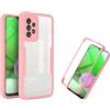 Lnxlanxx Cover Compatibile per Samsung Galaxy A52 4G 5G Trasparente Anteriore e Posteriore Silicone Duro PC Case Antiurto Bumper Protettiva Resistente Custodia (Rosa)