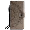 TUUNKMUY Custodia a portafoglio per iPhone 17 Pro Max, antiurto, con chiusura magnetica, in pelle PU, totem, mandala, con magnete in rilievo, per iPhone 17 Pro Max, con supporto per carte di credito, grigio