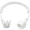 Obllemn Cavo di Prolunga Schuko-2 m, Cavo di Prolunga con Contatto di Protezione, Estensibile da 0,6 m a 2 m Max, 230 V/16 A IP20, Cavo di Alimentazione Schuko-Bianco