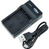 vhbw caricatore USB-C compatibile con Panasonic CGA-S002, CGA-S002A, CGA-S002E, CGA-S001HH camera + cavo USB-C + LED