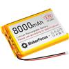 YELUFT 1 batteria ai polimeri di litio da 3,7 V, 8000 mAh, con scheda di protezione integrata e connettore PH2.0, compatibile con WisBlock Mesh tastic, Raspberry Pi UPS (polarità inversa)
