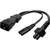 JSADZKJ IEC320 C20 a C5+C7 cavo di alimentazione C20 a C7+C5 Y splitter cavo di alimentazione singolo C20 maschio a C7+C5 femmina splitter cavo adattatore cavo per computer LED stampante TV monitor