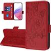 LEMAXELERS Custodia per Samsung A56 Portafoglio Cover Supporto con Slot per Schede a Libro Fiore di Rosa [Kickstand] [Chiusura Magnetica] [Blocco RFID] Cover per Samsung Galaxy A56 YBMG Red
