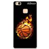 dakanna Custodia per Huawei P9 Lite | Peallone di Basket in Fiamme | Cover in Gel di Silicone TPU Morbido di Alta qualità Trasparente