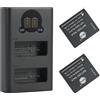 QIAO JIN LIN Batteria di ricambio (confezione da 2) e caricatore USB Dual LED Smart compatibile per DMW-BLG10 DMW-BLG10E DMW-BLE9 DMW-BLE9E DMW-BLE9PP