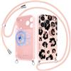 Foonary Magnetica Cover con Cordino per iPhone 17 Pro max, Compatibile con MagSafe, Aesthetic Leopardata Motivo Rosa Disegni,Silicone Custodia Case con Tracolla Collana Catena per iPhone 17Promax 6,9