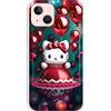 Personalaizer Hello Kitty - Custodia con palloncini rossi, compatibile con iPhone 13, in TPU trasparente, antigraffio, leggera, originale e compatibile con la ricarica wireless