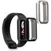 kwmobile Set 2x Custodia Smartwatch Compatibile con Xiaomi Smart Band 8 Active/Redmi Band 2 Cover - Case Silicone Protezione Orologio Fitness nero/argento
