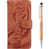 Grandoin Cover per Galaxy A6 Plus 2018, Custodia Retro Flip Case Goffratura Tigre Cover in con Chiusura Magnetica + TPU Silicone Posteriore per for Samsung Galaxy A6 Plus 2018(Brown)