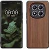 kwmobile Custodia Compatibile con Xiaomi Redmi Note 14 PRO 4G Cover - Protezione in Legno per Smartphone - Back Case con Bumper in Silicone TPU - Marrone Scuro