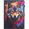 Generico DayQiQiPu Caso per Kindle Paperwhite (11a Generazione, 2021, Model: M2L3EK/M2L4EK) Motivo Teste di Lupo Colorate Flip Stand Fessura per la Carta Copertura Protettiva con Auto Sveglia/Sonno,05