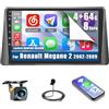 Inefala 8 Core 2+64GB Radio per Renault Megane 2 2002-2009 Android 15 con Wireless CarPlay Android Auto, 9 Pollici Stereo Touch Soporta Bluetooth WIFI 59UI 32 EQ DSP GPS Comandi al Volante