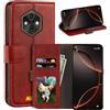 UOGNADGD Custodia in Pelle a Libretto Compatibile con Ulefone RugKing 4 Pro Portafoglio con Slot per Carte, Chiusura Magnetica, RFID Antiurto (Rosso)