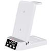 EpheyFIF Stazione di ricarica wireless per Samsung, pad di ricarica rapida 3 in 1 per S25/S24 Ultra/Fold 6/Flip 5/Galaxy Buds/Watch, 15 W max con orologio a LED, design compatto 115 x 134 x 72 mm (bianco)