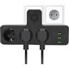 Qcwwy 7 in 1 Uscita Multi -tappo, 3 Estensione di Uscita CA con 3 Porte USB 1 Porta di Tipo C con Switch di Protezione da Sovraccarico Scheda di Ricarica per la Dell'ufficio Home