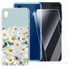ESACMOT Vetro temperato e custodia per ZTE Blade A5 2019 - Fiore 5 | 5.45 Custodia morbida con motivo e 2 pellicole protettive per schermo, scudo ultra trasparente antigraffio