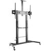 AISENS Supporto da pavimento ECO con ruote e manovella, vassoio per DVD e supporto per fotocamera per monitor/TV 100 kg di 60-100, nero