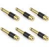 EMK Adattatore RCA a 1/4 pollici (adattatore da 6,35 mm a RCA) - placcato oro femmina RCA su presa quarto di pollice TS Mono adattatore audio audio per mixer, subwoofer (RCA a 1/4 adattatore 6 pezzi)
