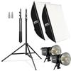 Walimex pro Set per studio fotografico 2 luci LED da 35 W, 2 softbox da 90 x 60 cm, 2 stativi per luci max 256 cm, temperatura di colore 5000 K, per fotografia