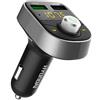 YONGYAO 12V-24V Bluetooth Lettore MP3 per auto Doppia porta USB Caricatore rapido QC 3.0 LED Avviso tensione schermo Chiamata in vivavoce U Disco Music-Grigio