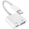 HOYULLI Adattatore da Lightning a USB Splitter Dongle (2 in 1) per iPhone OTG, lettore di schede di fotocamera, flash drive, mouse, tastiera, cavo per Apple 11, 12, 13, 14 Pro Max, per Ipad, cavo di ricarica