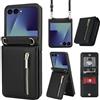 Generic Custodia a portafoglio per Motorola Razr 60 Ultra, con tasca con cerniera, con scomparti per schede, cordino e cavalletto, stile sottile con ritagli precisi e chiusura magnetica, per uso quotidiano e