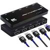 ChenYang Splitter HDMI 2.1 a 4 porte 8K@60Hz 4K@120Hz Distribuisci 1 ingresso/segnale su 4 uscite/schermi, supporta il collegamento in pila HDCP con audio da 3,5 mm per PS5