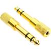 YHTCC Confezione da 2 adattatori jack per cuffie, 6,35 mm maschio da 1/4 a femmina 3,5 mm da 1/8, convertitore amplificatore microfono, adattatore per microfono, jack audio placcato oro in rame,