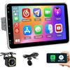Inefala Autoradio 1 DIN con Schermo Rotante da 10 Pollici, Wireless Carplay Android auto, Stereo Auto Bluetooth 1 Din con Radio FM Mirror Link USB-A&C EQ SWC Telecamera Posteriore Mic