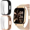 Blueshaweu - Custodia per Smart Watch P66 da 4,85 cm, morbida custodia in TPU con pellicola protettiva per lo schermo, compatibile con smartwatch Ddidbi, NinKiyco, Popglory P66 da 1,85 pollici (nero +